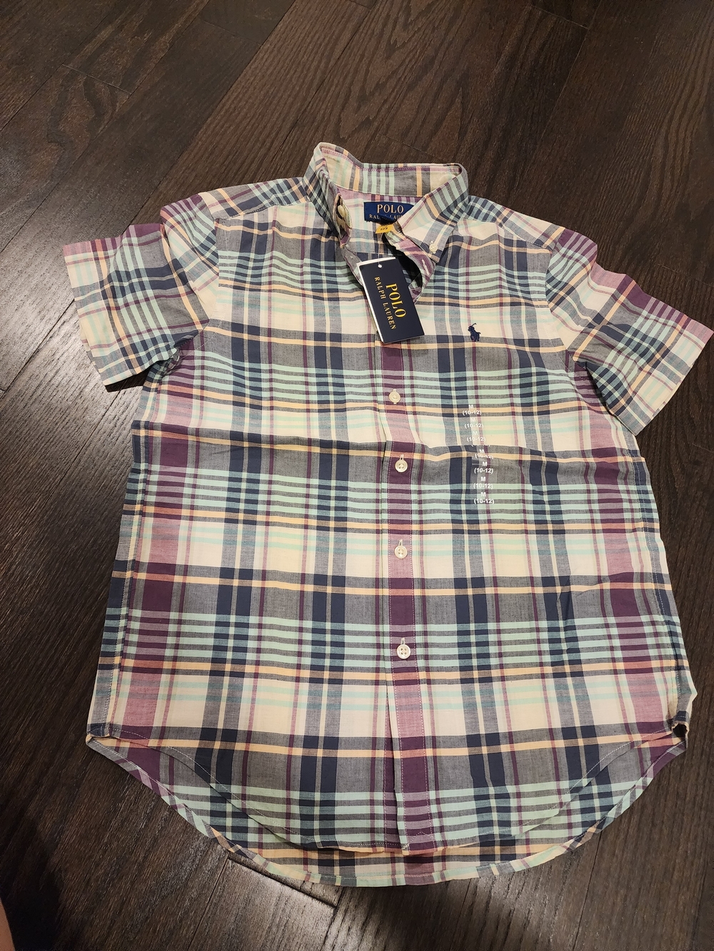 Ralph Lauren Pastel Plaid Short-Sleeve Button-Down Shirt